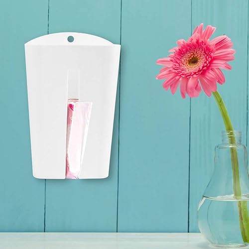 Vista 2 de Fydun Wall Mounted Garbage Bag Storage Rack Tissue Box Kitchen Decor Wide Range of Uses (White)