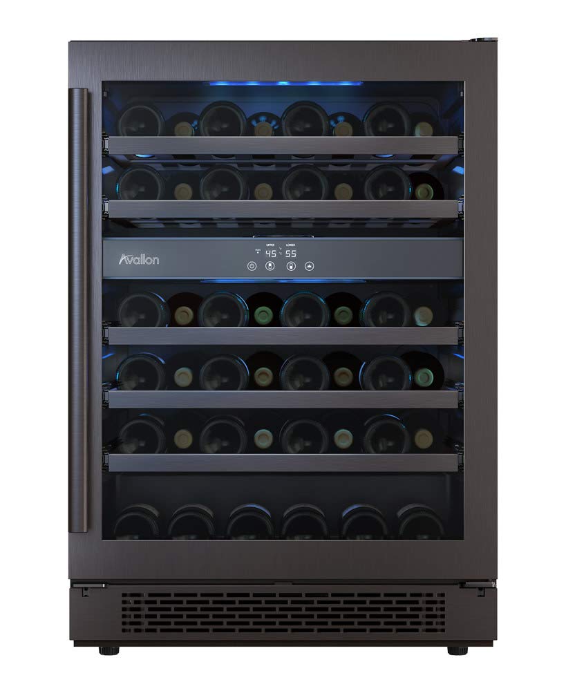 Avallon Awc241dblss 24 Inch Wide 46 Bottle Capacity Free Standing Wine Cooler With LED Lighting And Double Pane Glass | Fridge.com