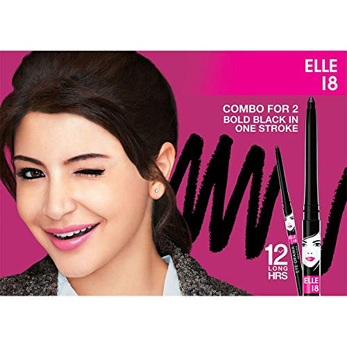 Elle 18 Kajal Pencil Love Combo - Black (Pack Of 2) Matte Finish - Image 4