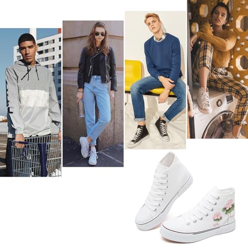 Image of hash bubbie High Top Canvas Sneakers Fashion Walking Shoes | high tops non slip on walking breathable casual comfortable lace up tennis shoes