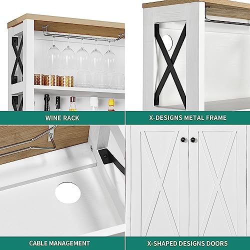 image for YITAHOME Kitchen Pantry Cabinet Storage Hutch with Microwave Stand Win