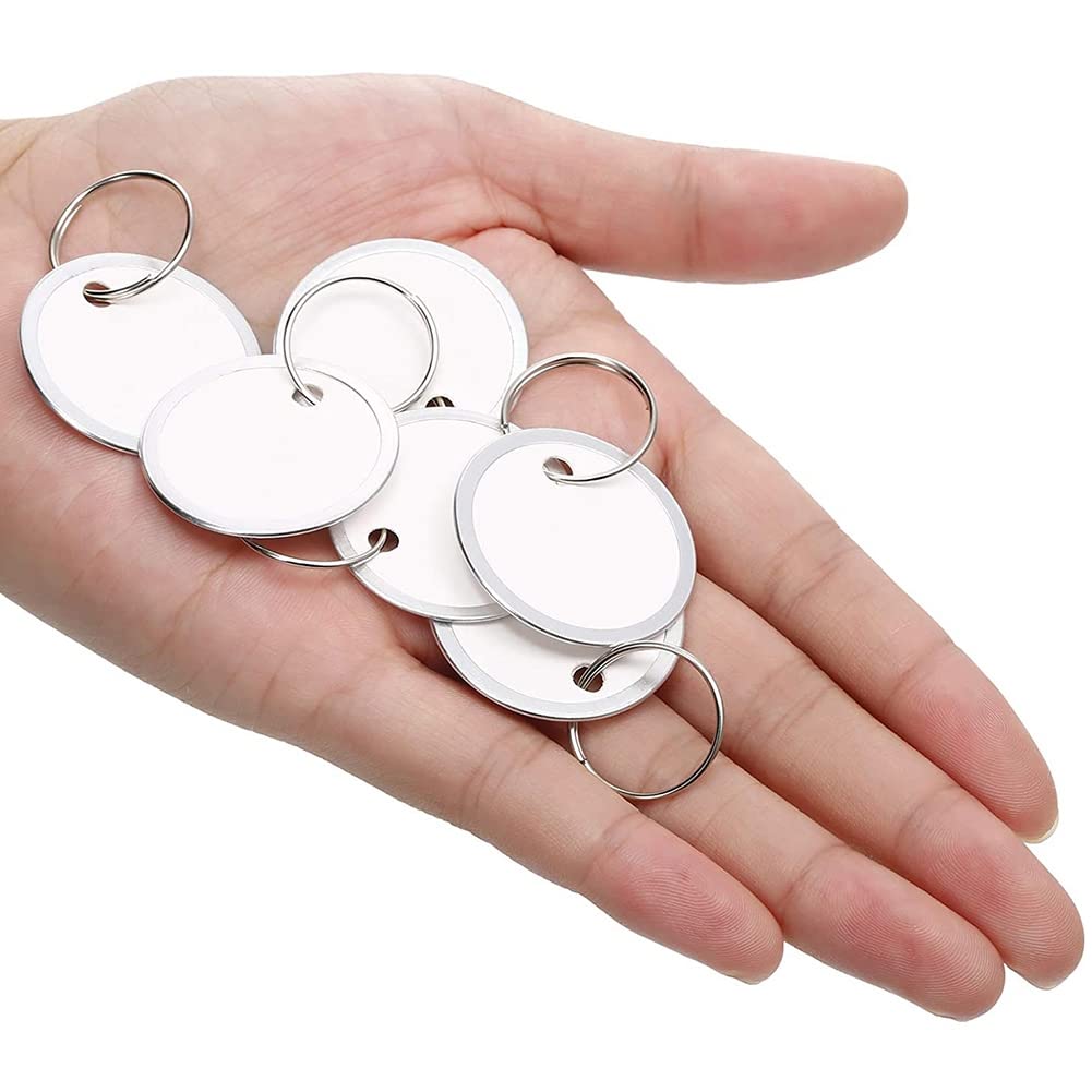 100 Etichette Per Chiavi Con Anelli - Metallo E Carta, 31 Mm, Bianche, Per Identificazione
