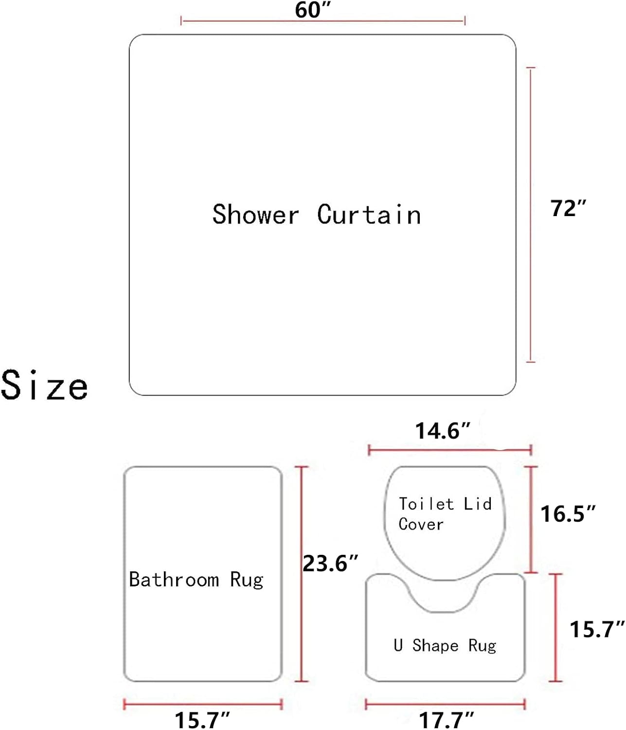 AAtter 4 Piece Kids Shower Curtain Set Girly Girls Boys Teen Toddler Inspirational 60Wx72L Inch Decor with Non-Slip Rugs, Toilet Lid Cover and Bath Mat Bathroom Accessories Home Bathtub Set, Colorful