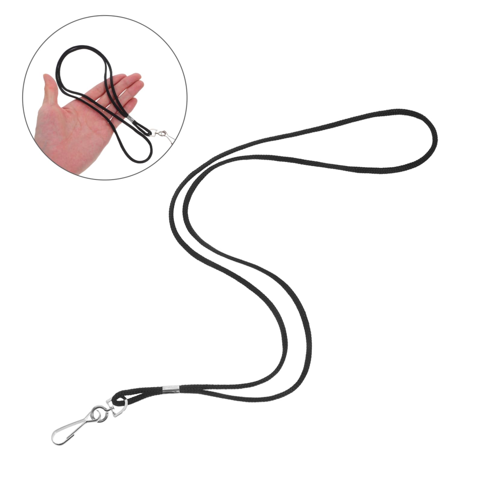 Lurrose 100 Pezzi Cordini Porta Badge da Collo Nero in Poliestere con Clip Rilascio Rapido e Fibbia Staccabile per Carte Id Lavoro e Scuola Professionale