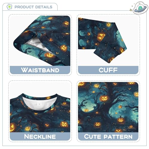 JUNZAN Halloween Spooky Pumpkins Ghosts Kids Girls Hoodie Sweatshirt Crewneck Kids Hoodies Boys Sports 4T3