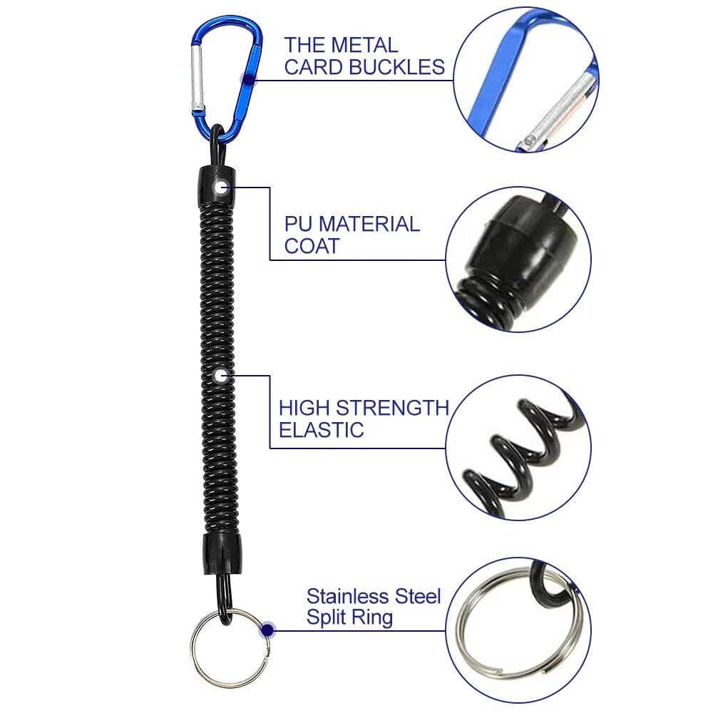 Set Di 3 Portachiavi Elastici A Spirale Con Moschettone Per Zaini Chiavi Telefono Portafoglio Attrezzatura Da Pesca Nero Rosso Blu 97260442