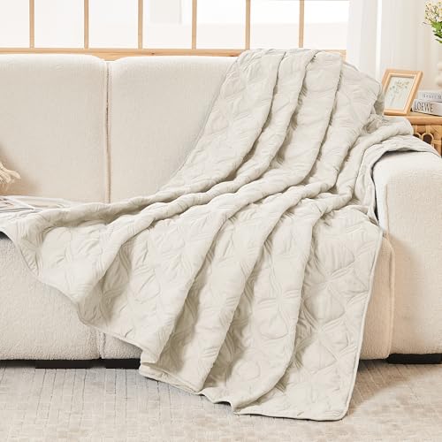 Image of Litanika King Size Quilt Bedding Set, Ivory Summer Lightweight Soft Comforter Bedspreads & Coverlets, Boho Farmhouse Bedding Cover Bed Decor All Season, 3 Pieces (1 Quilt, 2 Pillowcases)
