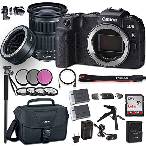 Canon EOS RP Mirrorless Digital Camera with EF 24-105mm f/3.5-5.6 is STM Lens Bundled with Deluxe Accessories Like Memory Card, Steady Grip Tripod, Monopod and More… (Renewed)