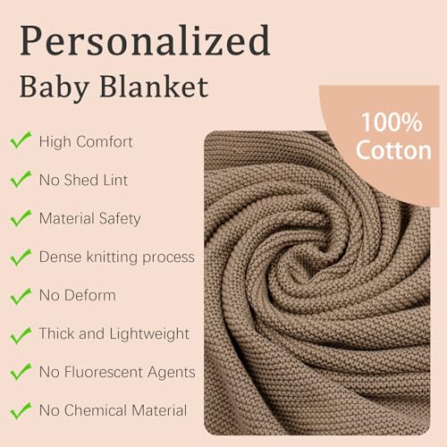 TICBIK Personalisierte Babydecke mit Namen Baumwolle, Strickdecke Baby Decke Neugeborenen Personalisiert, Babydecke Junge Mädchen Baby Geschenk Personalisiert Geschenke mit Namen