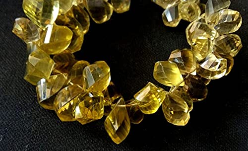 Perles Gouttes Quartz Citron Torsadées 6x9-10x15mm pour DIY Bijoux Pierres Naturelles