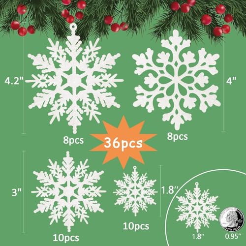 image for kockuu 36pcs Snowflakes-Christmas Tree Decorations, Snowflake Ornament