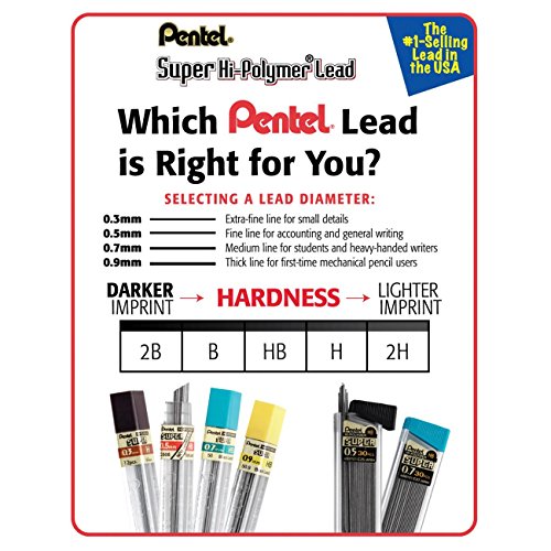 Pentel Hi-Polymer Lead, 0.7 mm, Medium, 4H, Black