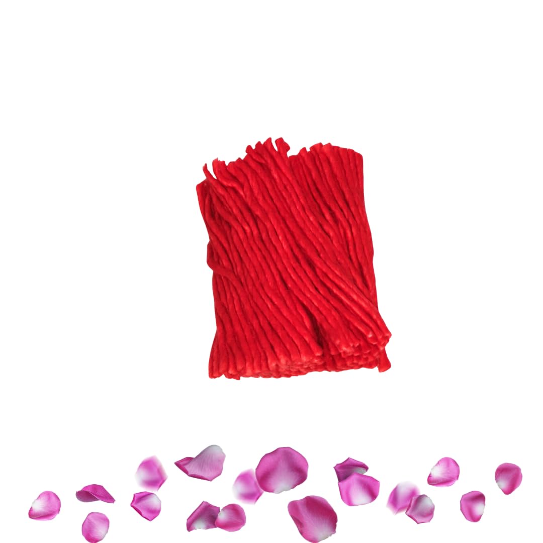 Red Wicks for Pooja | 108 Pieces,7.5 cm | Red Cotton Vattulu Vathulu Thiri for Puoja Diya Lamp Jyoti Batti | Colour Wicks-image-6