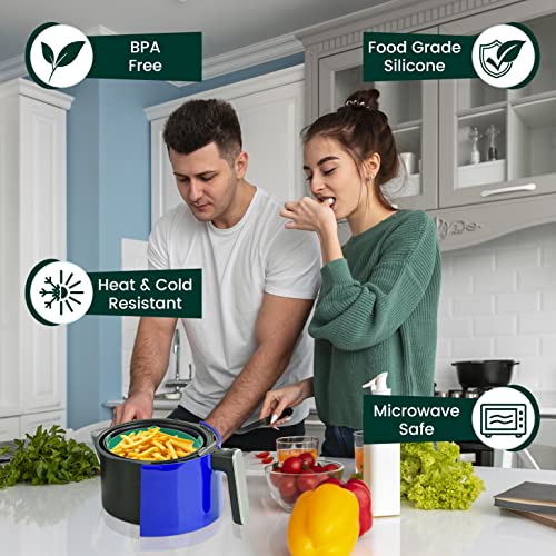 Silicone Air Fryer Liners 8 Inches 2 Pcs, Reusable Air Fryer Silicon Pot Round Food Safe Heat Resistant Easy Cleaning #TOP2