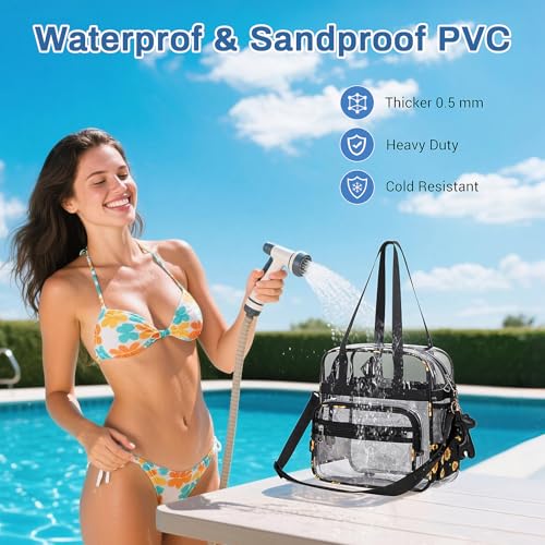 Image of PIG PIG GIRL Clear Tote Bag - 12x6x12 See Through Stadium Event Bag for Women