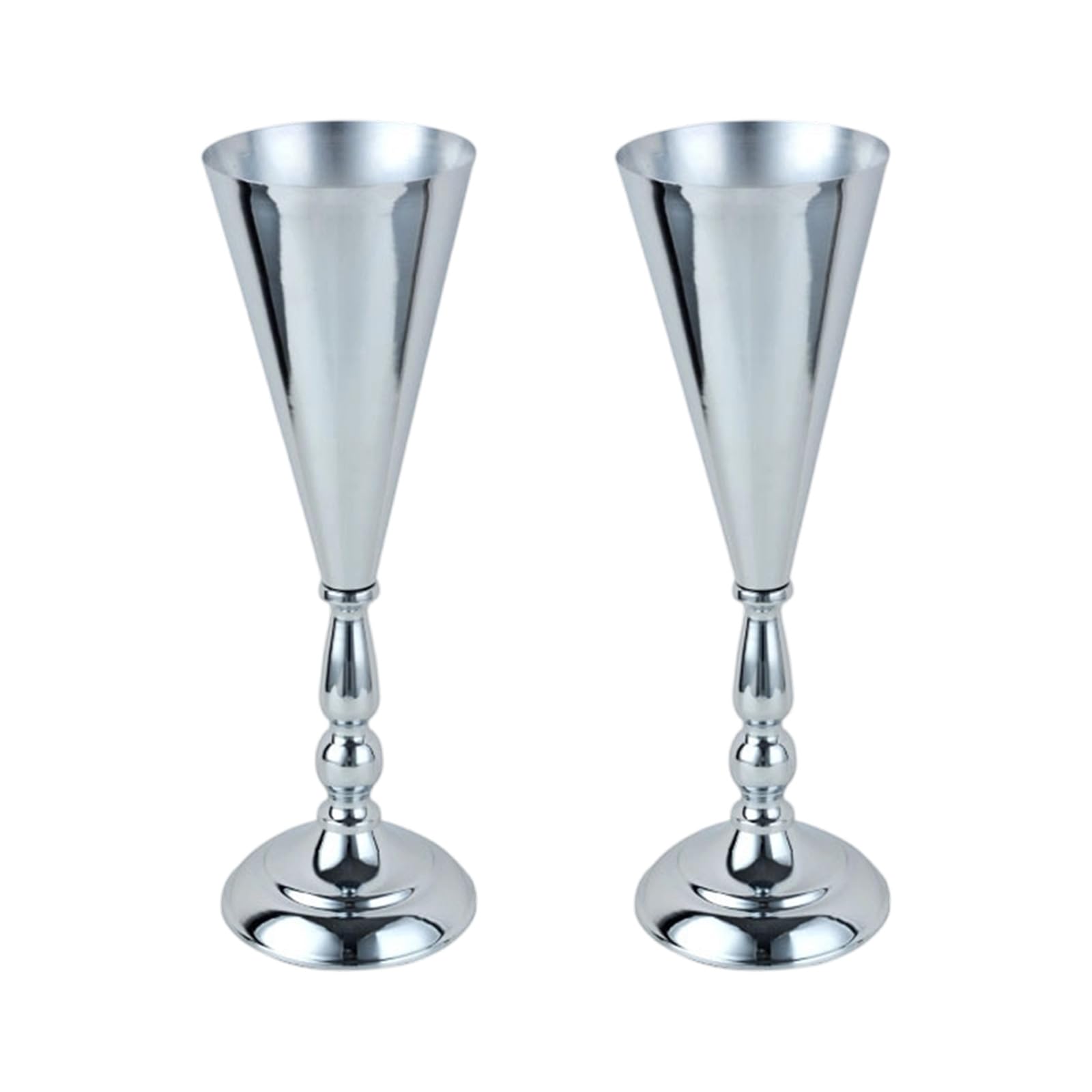 Elegants Tabletop Metal Wedding Flower Trumpets Vases for Table Centerpieces and Home Decoration with Sturdy Base Metal Flower Vases