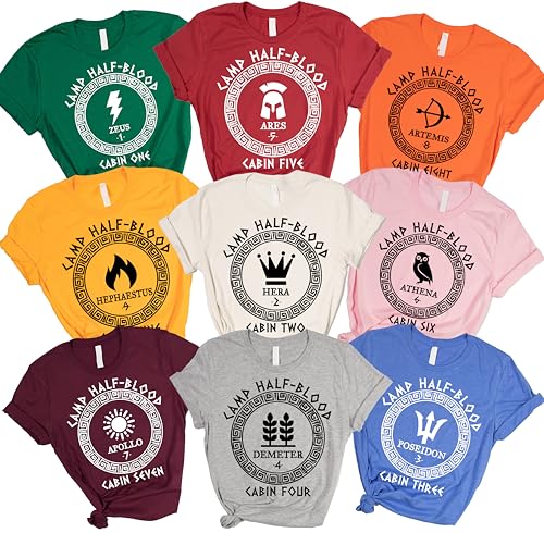 Customized Camp Half Blood Matching Shirts Heroes Of Olympus Tshirt Camp Half Blood Cabins Group Tees Camp Jupiter Costume Greek Mythology Shirts Personalized Camp Half Blood Shirt With 13 Cabins