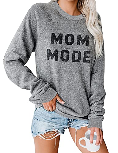 Blooming Jelly Womens Crewneck Sweatshirt Long Sleeve Raglan Letter Print Terry Casual Cute Pullover Top(S,Grey)