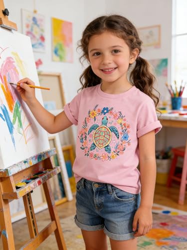 Image of Funnycokid Little Girls T Shirt for Toddler 3-7 Years Kids Tee Graphic Short Sleeve Clothes Tops