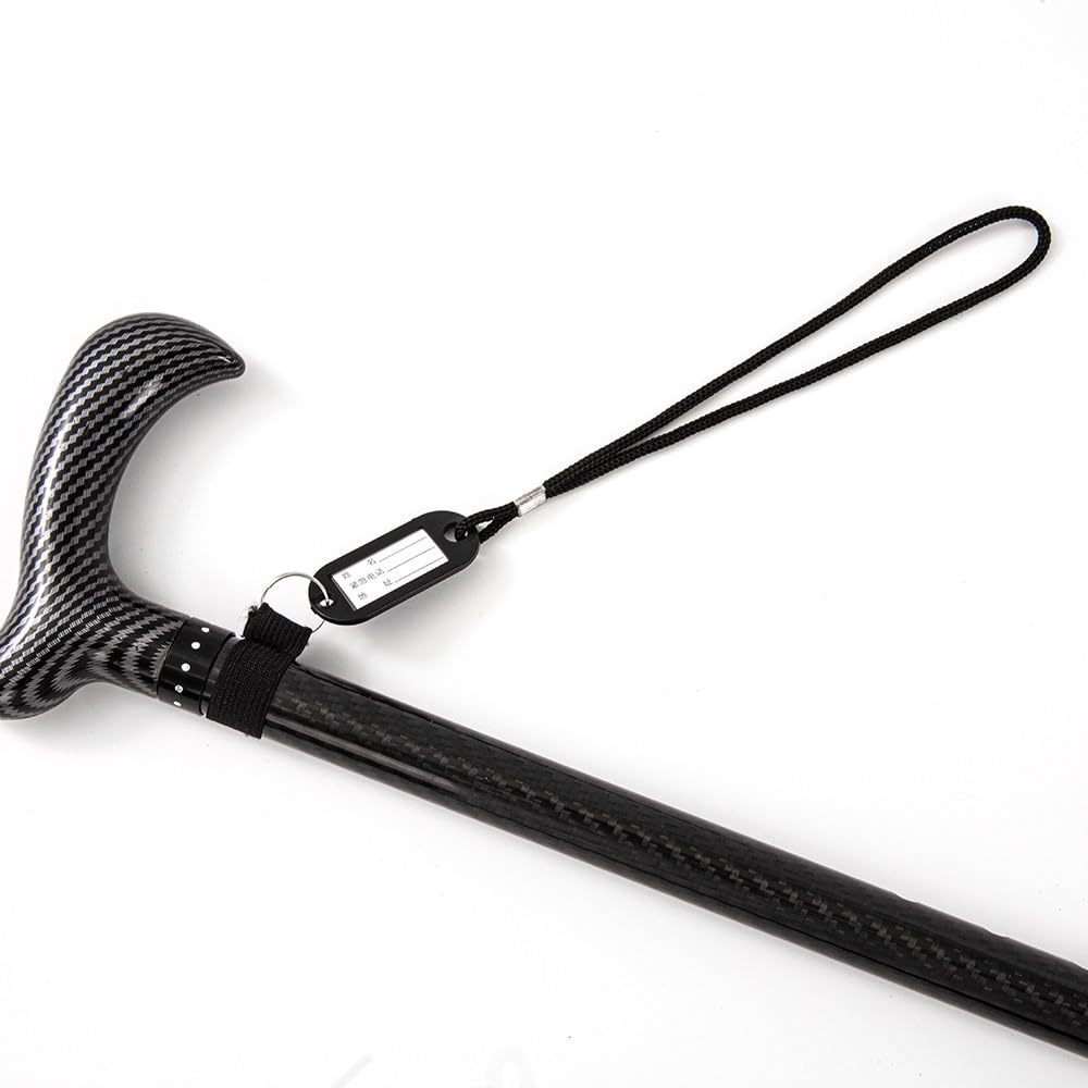 Bastón para Mayores, Altura Ajustable, Antideslizante, Base Ultraligera de 4 Patas, Muleta Adulto para Hombre y Mujer, Material de Fibra de Carbono