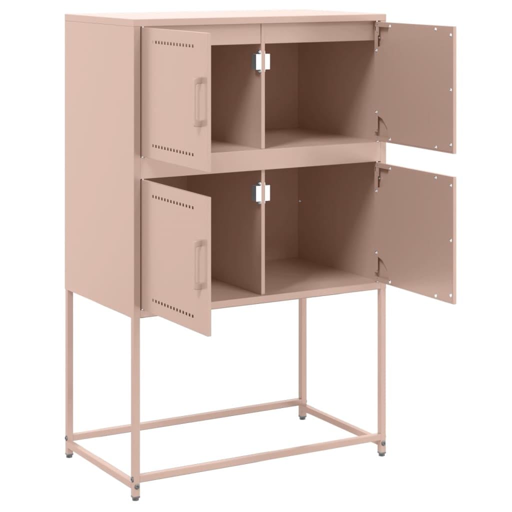 Homgoday Armoire de sol Mobilier de bureau, Buffet rose 68,5 x 38,5 x 107 cm en acier, meuble buffet, table de chevet, chambre à coucher, buffet pour chambre à coucher, modèle Model846483