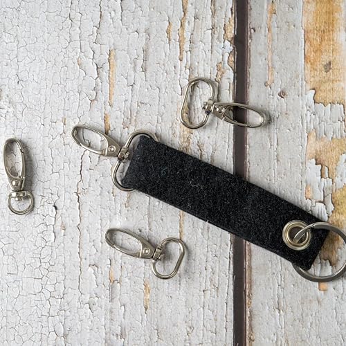 Karabinerhaken mit Drehverschluss, 12 Stück, 10 mm D-Ring mit Karabiner Haken, Taschenkarabiner 360° Grad drehbarem Ösenring, Metall Gurtschnalle mit Haken zum Basteln, Tragegurt Karabinerverschluss