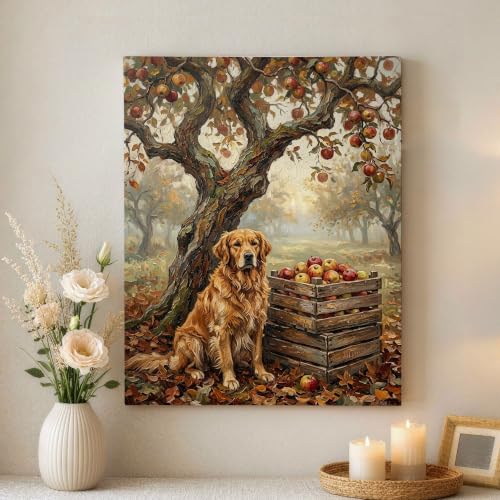 Lienzo de árboles de otoño dorado para decorar las paredes de tu dormitorio o comedor rústico