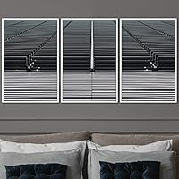 3 Piece Framed Canvas Wall Art Abstract Colorful Cool Geometric Canvas Prints Home Artwork Decoration for Living Room,Bedroom - 16