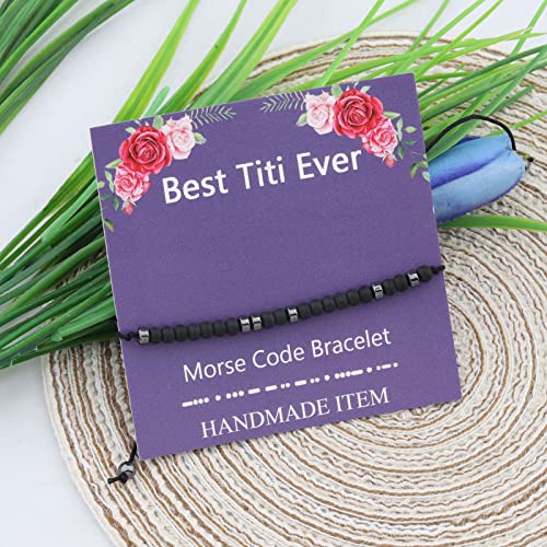 FEELMEM Best Titi Ever Morse Code Bracelet - Auntie Appreciation Jewelry, New Titi Gift, Aunt of Groom3
