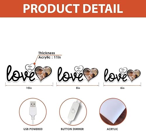 Miniatura 7 de Pareja amor foto personalizada, caja de luz personalizada regalo de San Valentín para él, regalo para ella, regalos para San Valentín