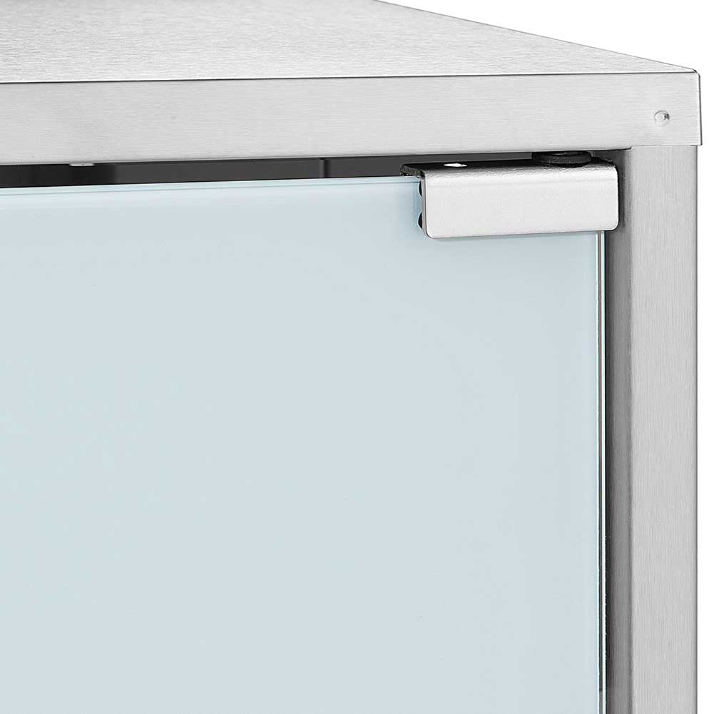 BAKAJI Armoire Porte-médicaments Armoire de Premiers Secours en Acier Inoxydable et Verre satiné Couleur Argent (30 x 30 cm)