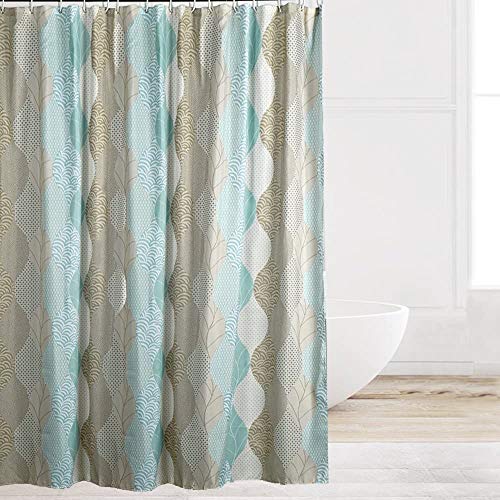 Eforcurtain Novelty Pattern Water Repellent Shower Curtain Fabric Bathroom Curtain Home Decor, Standard Size 72 by 72-inch, Light Blue/Brown