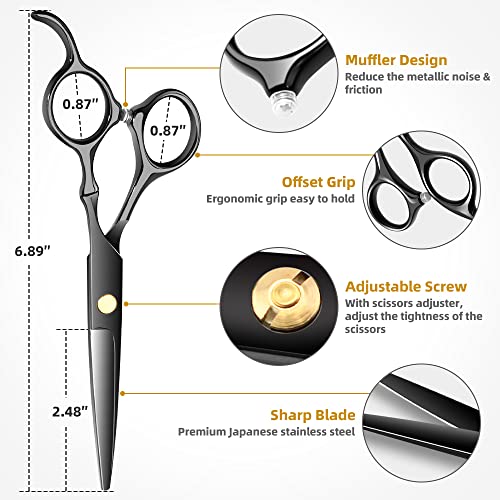 Professional Hairdressing Scissors Stainless Steel Barber Hair Cutting Scissors Straight Scissors Salon Tools For Mother Father Friends' Gifts(Black-01) #TOP3