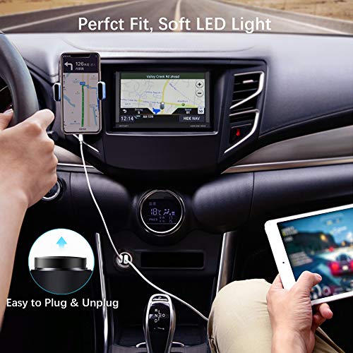 Car Charger, NEEKFOX Mini Dual Port Car Charger, 27W Metal USB Charger Voltage Display with Power Delivery Quick Charge 3.0, Car Adapter Compatible with iPhone 12 pro/XR/Xs/Max, iPad, Galaxy and More