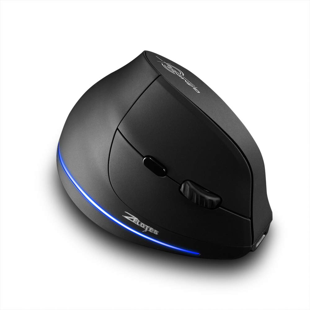 F-35 - Mouse da gioco wireless verticale, ergonomico, ricaricabile, opzionale, portatile, 2400 DPI, per computer Mac e PC
