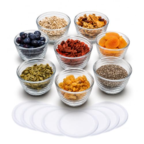 Libbey Small Glass Bowls with Lids Set of 8 Food Storage Prep Containers