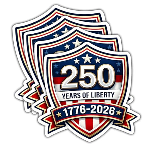 250 Years of Liberty USA 1776-2026 Stickers, Patriotic American Flag for Parents, Friends, History Lovers, Students, Teachers, Gift for Family, Ideal for Laptops, Water Bottles, Tumblers A8 3 Inches