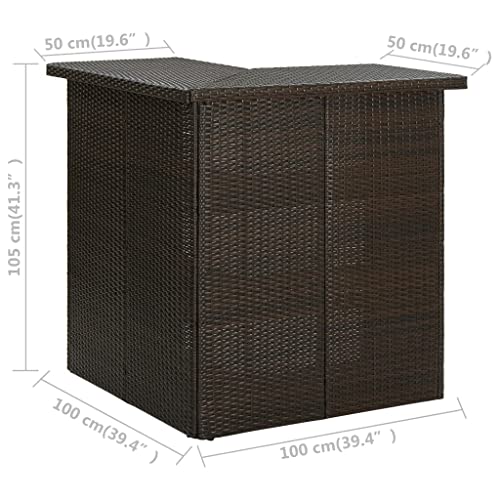 Table de bar en poly rotin marron et cadre en acier robuste 105 cm - 3