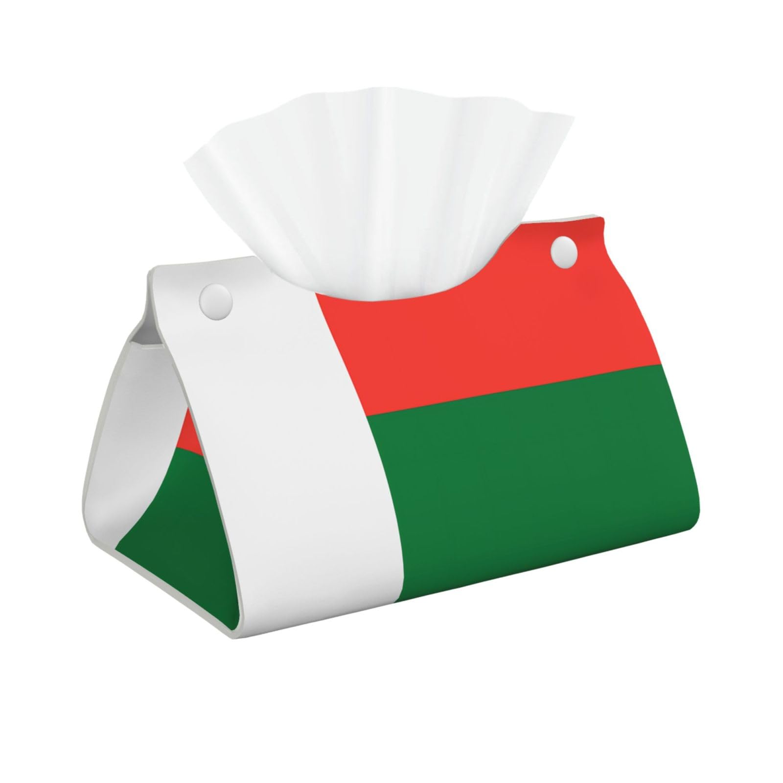 Flag of Madagascar Rectangular Leather Tissue Box Cover, Folding Facial Tissue Holder Dispenser for Car