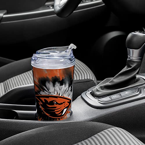 Image of Rico Industries NCAA Glitter 24oz Acrylic Glitter Tumbler with Hinged Lid, Officially Licensed Double Wall Tumbler with Straw