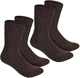 BRUBAKER 2 Pairs Unisex Alpaca Wool Socks - Thick Winter Socks for Men or Women - 100% Alpaca - Premium Thermal Warm Boot Socks - Brown - Size 9-11.5