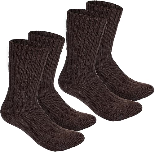 2 Pairs Unisex Alpaca Wool Socks - Thick Winter Socks for Men or Women - 100% Alpaca Premium Thermal Warm Boot Socks