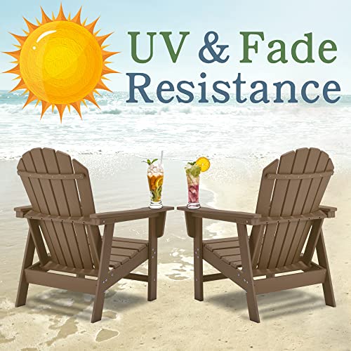 Voqnis Adirondack Chair Plastic For Fire Pit Chair Seating Hdpe Backyard Garden Beach Pool Adirondack Chairs (Teak) #TOP5