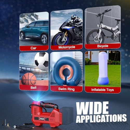 Image of DIYtoolifz 160PSI Cordless Tire Inflator Compatible with Milwaukee 18V Air Compressor, Portable Air Pump Automatic Shut Off, LED Light, Digital Pressure Gauge for Cars Motorcycles Bikes (Tool Only)