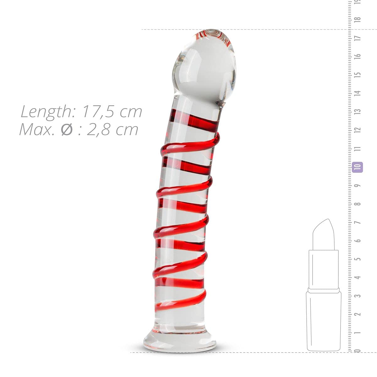 Gildo No. 15 Dildo di Vetro - Giocattoli Erotici - Replica del Pene- Plug Anale con Lunghezza 17.50 cm, Ø 2.80-3.50 cm
