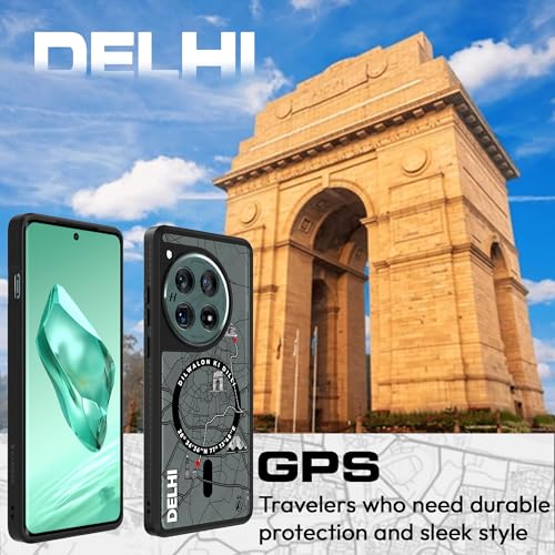 Image of KAPAVER Mag-X Back Cover Case Compatible with OnePlus 12 5G (PC+TPU) (GPS Delhi), Grey