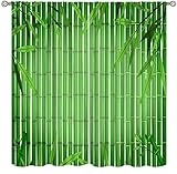 3D Bamboo Print Curtains, Chinese Bamboo Leaves Tree Window Treatments for Living Room, Nature Woods