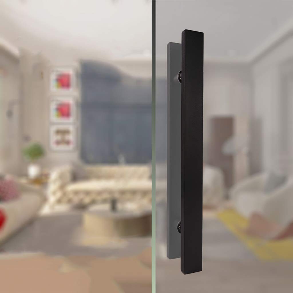 Maniglia per Porta Scorrevole per Porta del Fienile Maniglia per Porta in Vetro, Semplice Maniglia per Porta Push-Pull in Tubo Quadrato in Acciaio Inossidabile Nero/Maniglia per Porta in Leg