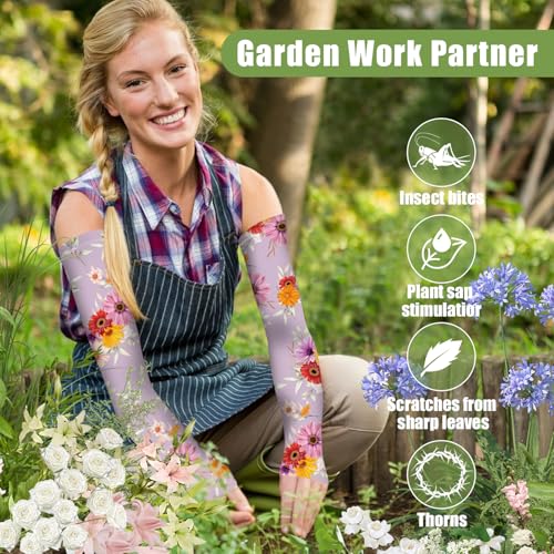 Image of Bebila Gardening Sleeves for Women Farm UV Sun Protection Anti-Scratch Cooling Sleeves with Thumb Hole Arms Cover Outdoors