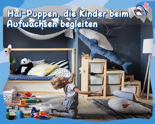 AURWEL XXL Hai Kuscheltier 100cm, Weiches Hai Spielzeug & Plüschtier, Großes Stofftier für Kinderzimmer-Deko, Einfach zu Reinigen Familie, Freunde und Tierliebhaber